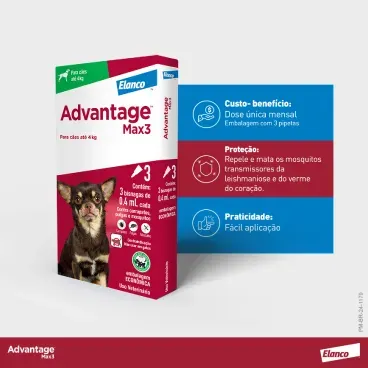 Advantage Max3 ate 4kg - 3 pip - Beneficios